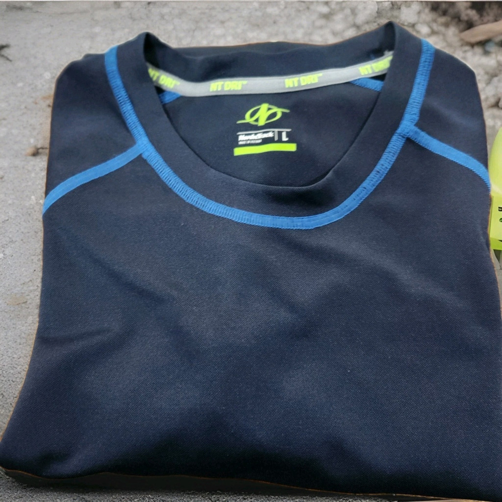 Nordic Track NT-DRI Mens Shirt Pullover Shirt Short Sleeves Blue Activewear NWT